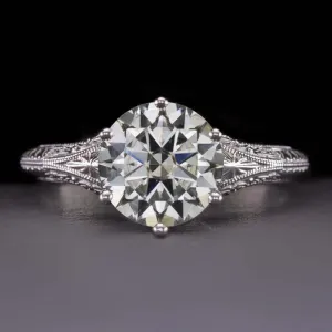 2ct VINTAGE STYLE MOISSANITE 14k YELLOW GOLD RING SOLITAIRE ROUND BRILLIANT CUT