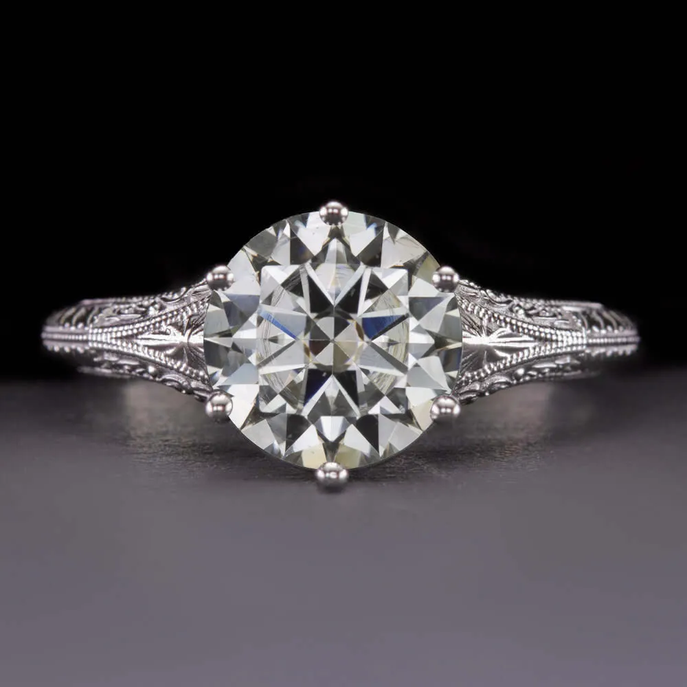 2ct VINTAGE STYLE MOISSANITE 14k YELLOW GOLD RING SOLITAIRE ROUND BRILLIANT CUT