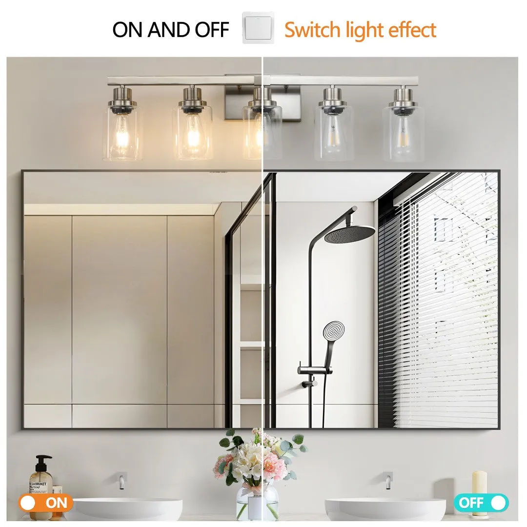 5-Light Modern Vanity Light Fixture, Brushed Nickel Finish, Clear Glass Shades - Ideal for Bathroom, Vanity, Dressing Area Lighting (No Bulbs)