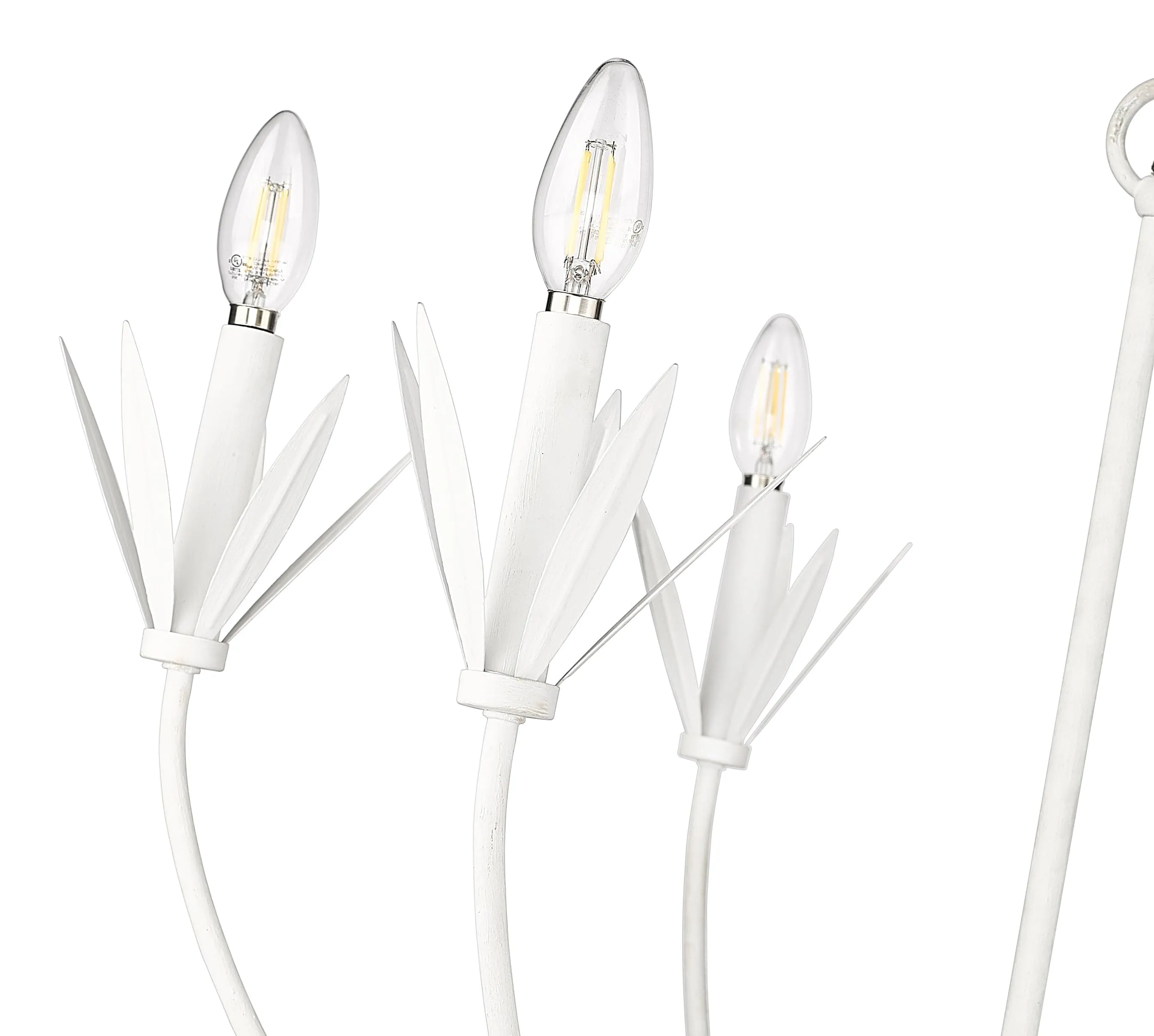 6 Lamps Primrose Chandelier - Textured White - 30.5in Diameter - E12 Candelabra Base