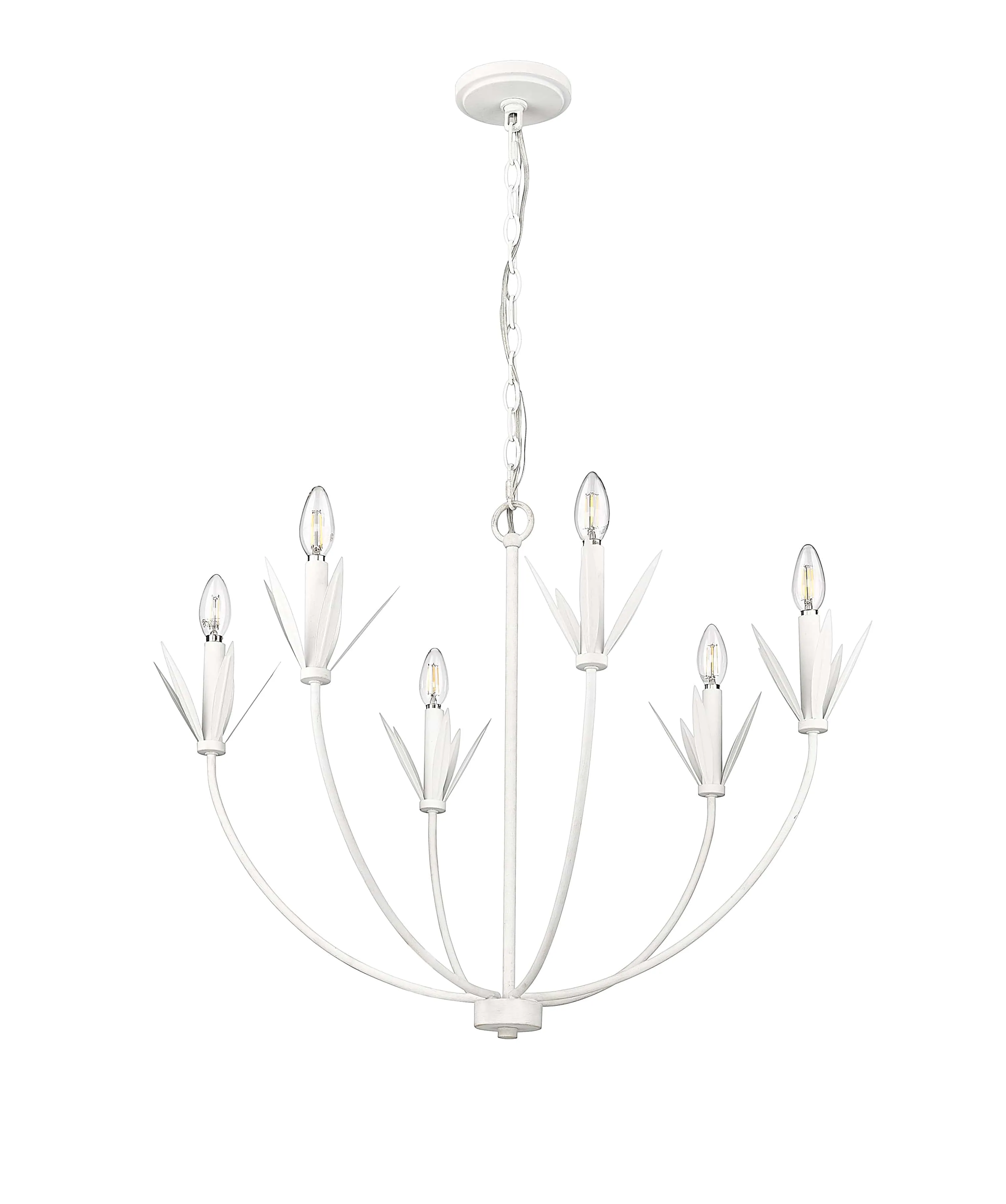 6 Lamps Primrose Chandelier - Textured White - 30.5in Diameter - E12 Candelabra Base