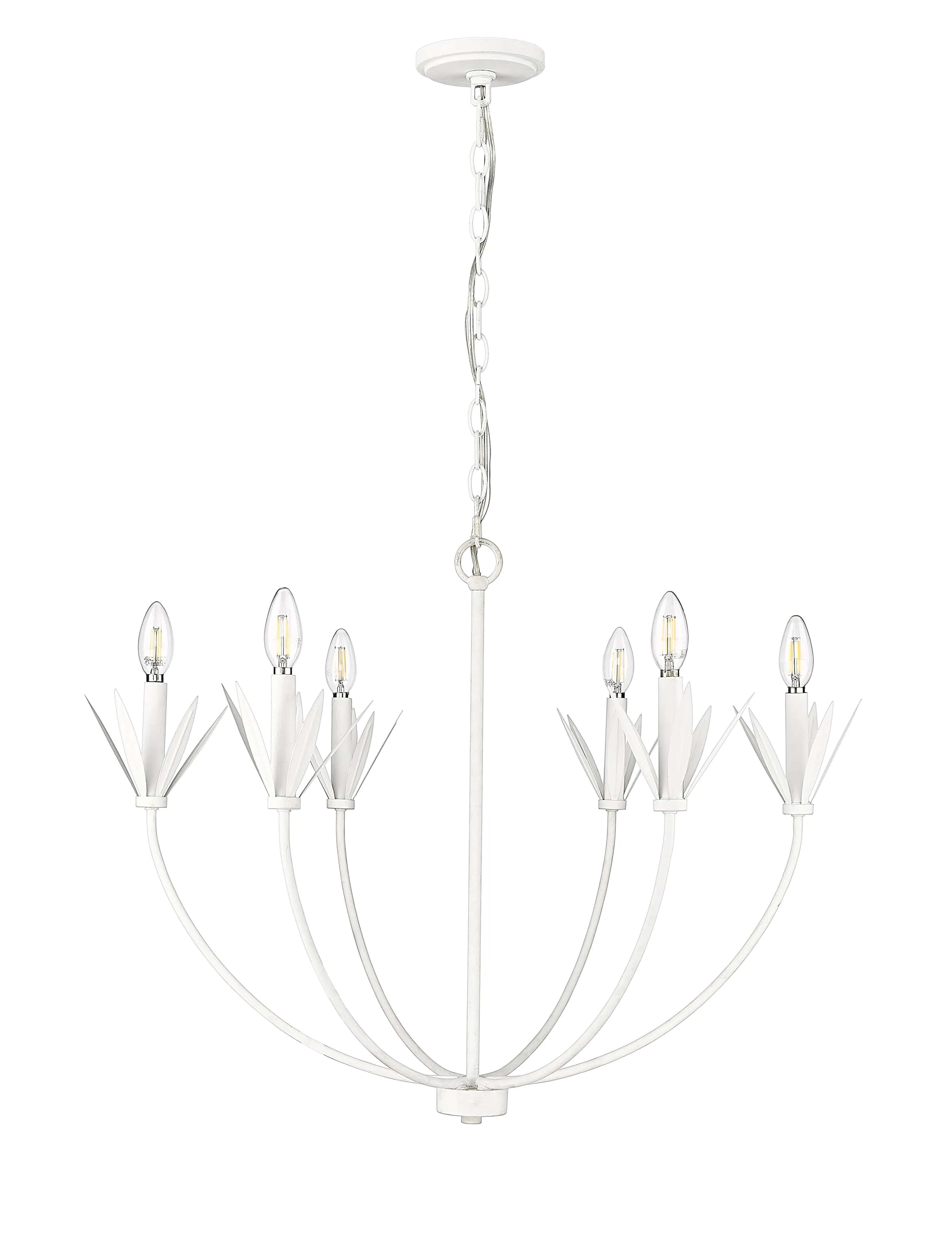 6 Lamps Primrose Chandelier - Textured White - 30.5in Diameter - E12 Candelabra Base