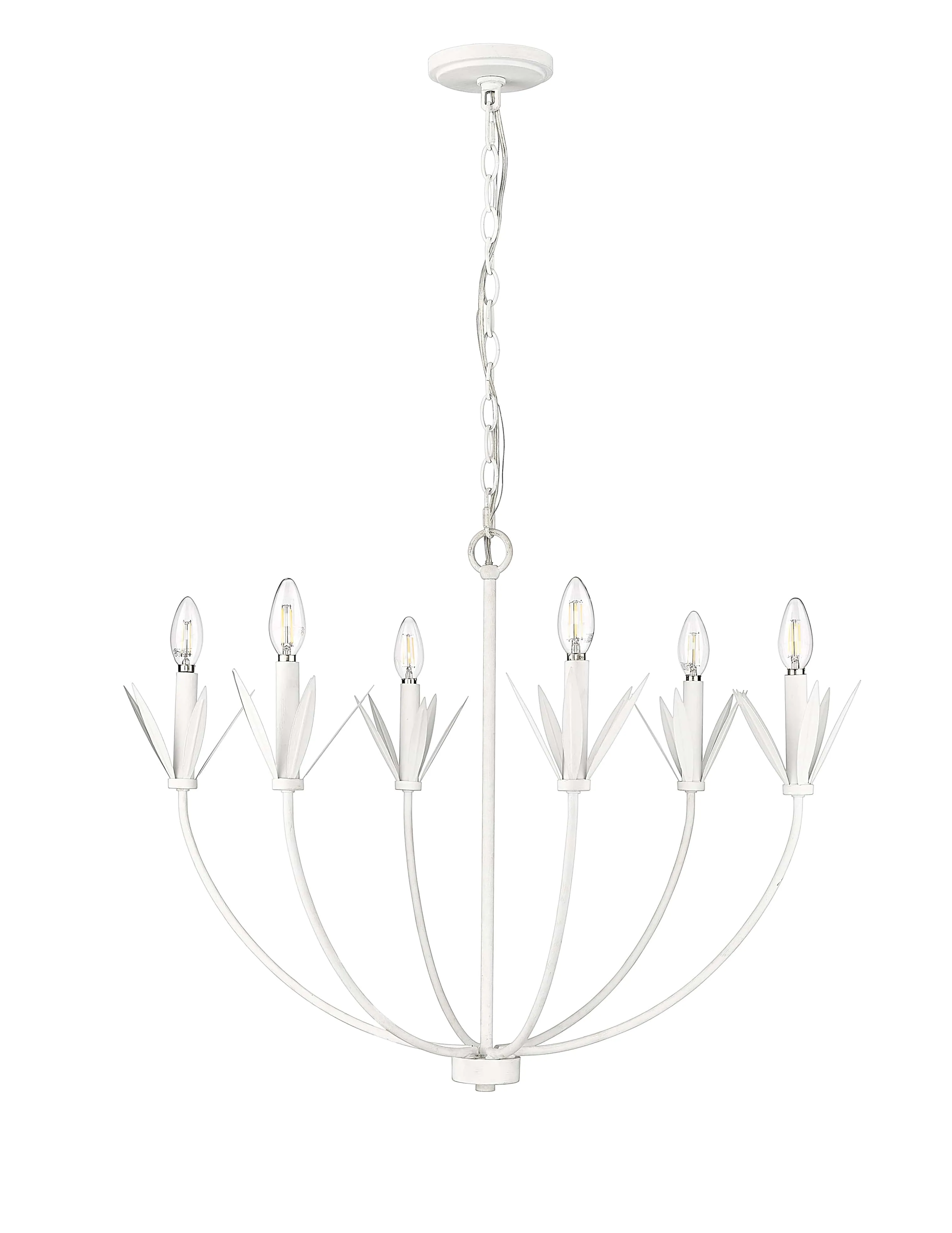 6 Lamps Primrose Chandelier - Textured White - 30.5in Diameter - E12 Candelabra Base