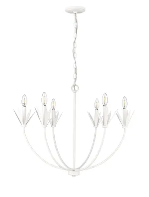 6 Lamps Primrose Chandelier - Textured White - 30.5in Diameter - E12 Candelabra Base