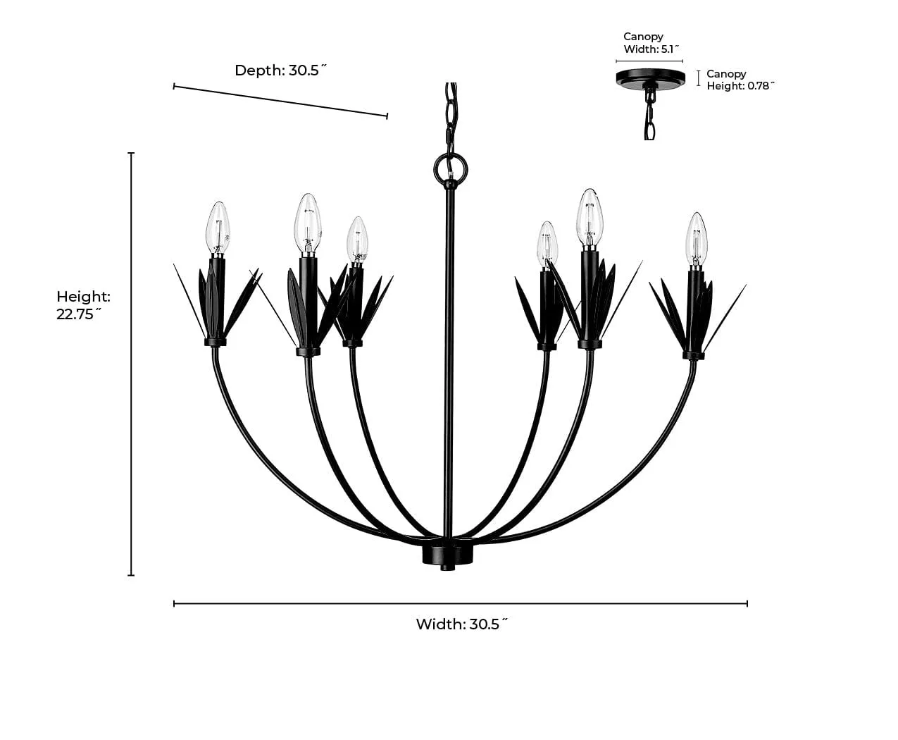6 Lamps Primrose Chandelier - Textured White - 30.5in Diameter - E12 Candelabra Base