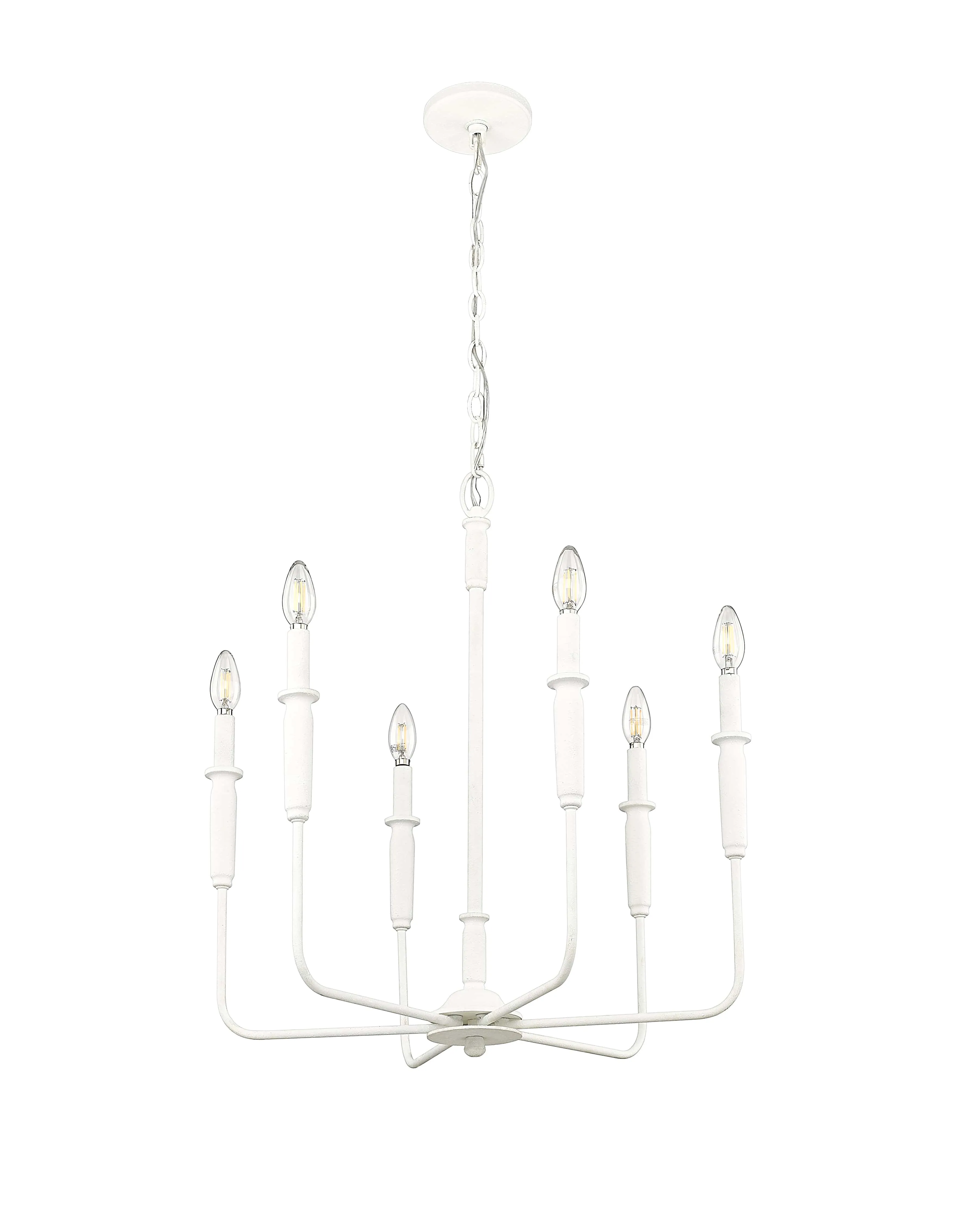 6 Lamps Savanne Chandelier - Textured White - 24.1in Diameter - E12 Candelabra Base