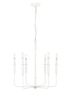 6 Lamps Savanne Chandelier - Textured White - 24.1in Diameter - E12 Candelabra Base