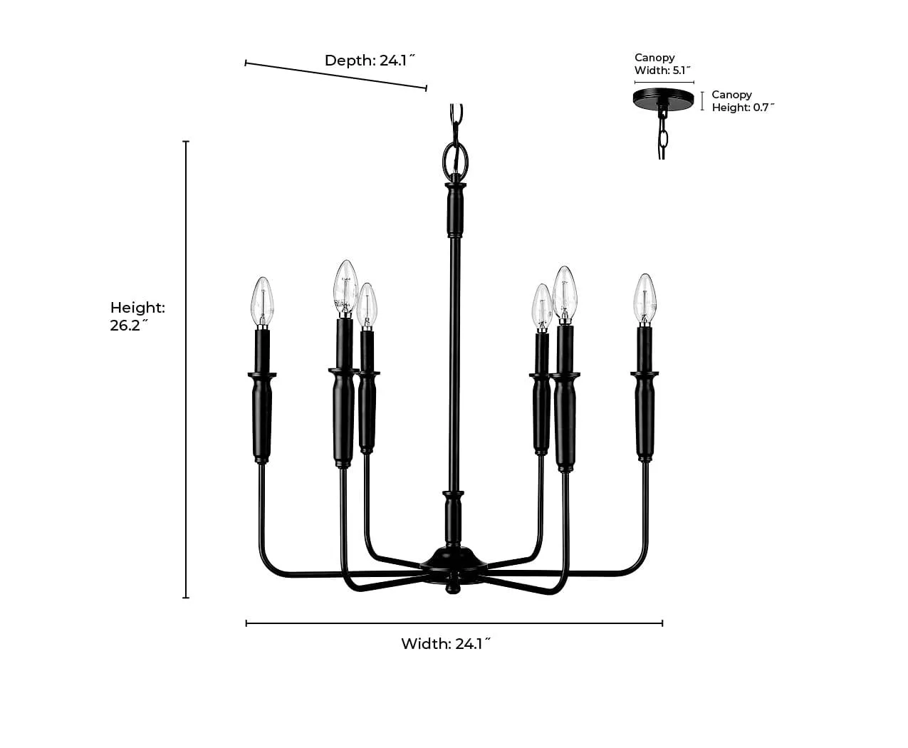 6 Lamps Savanne Chandelier - Textured White - 24.1in Diameter - E12 Candelabra Base