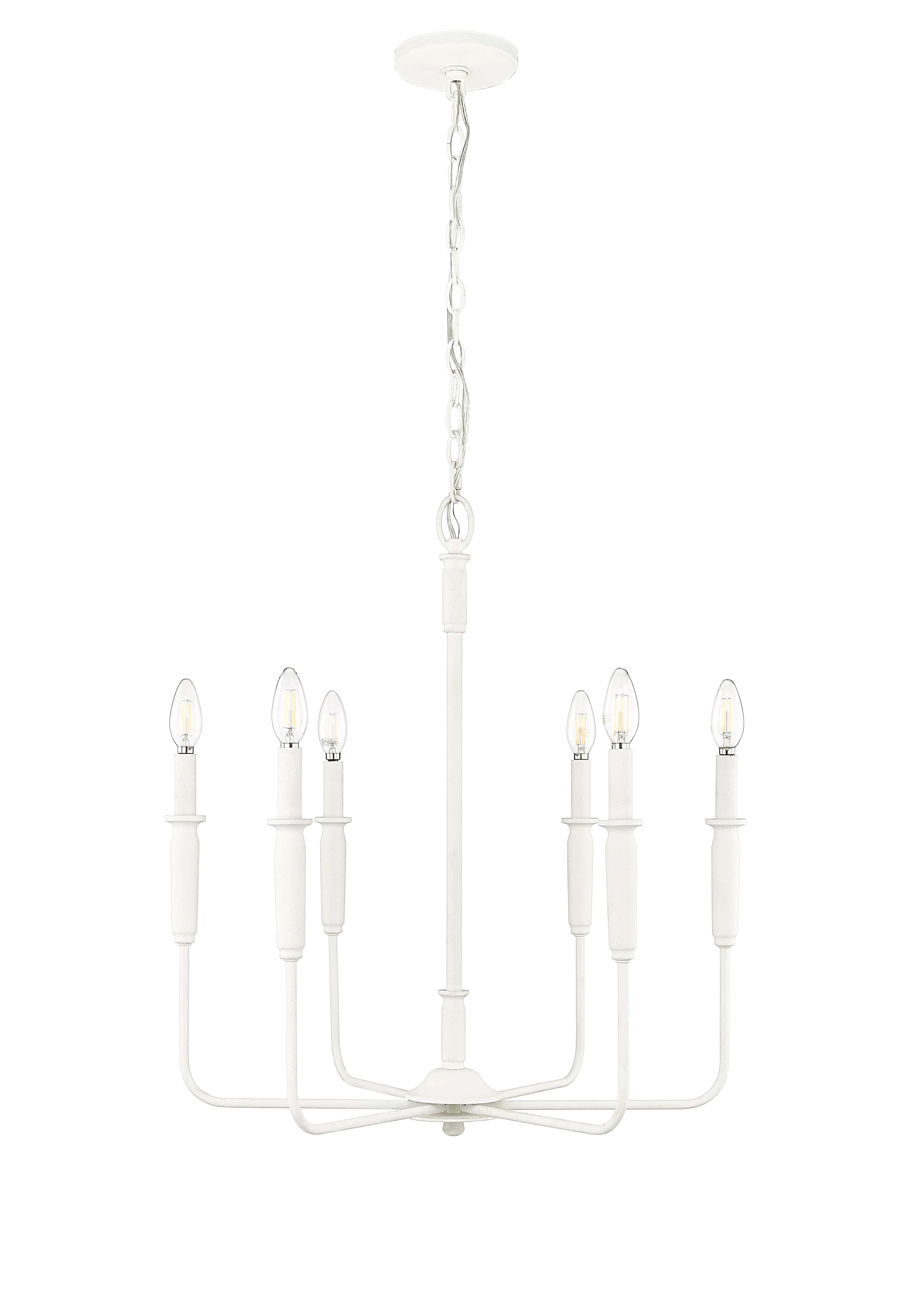 6 Lamps Savanne Chandelier - Textured White - 24.1in Diameter - E12 Candelabra Base