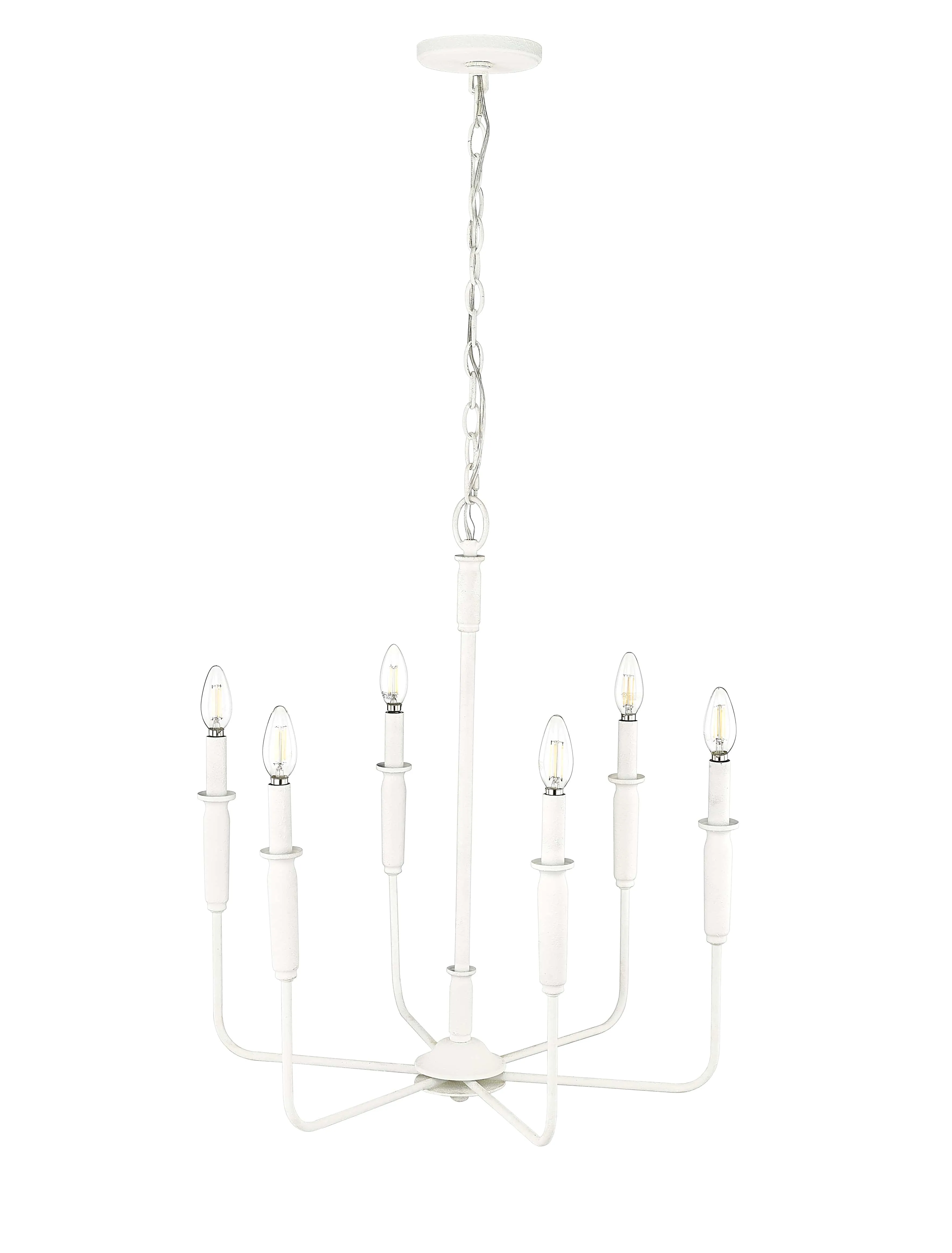 6 Lamps Savanne Chandelier - Textured White - 24.1in Diameter - E12 Candelabra Base