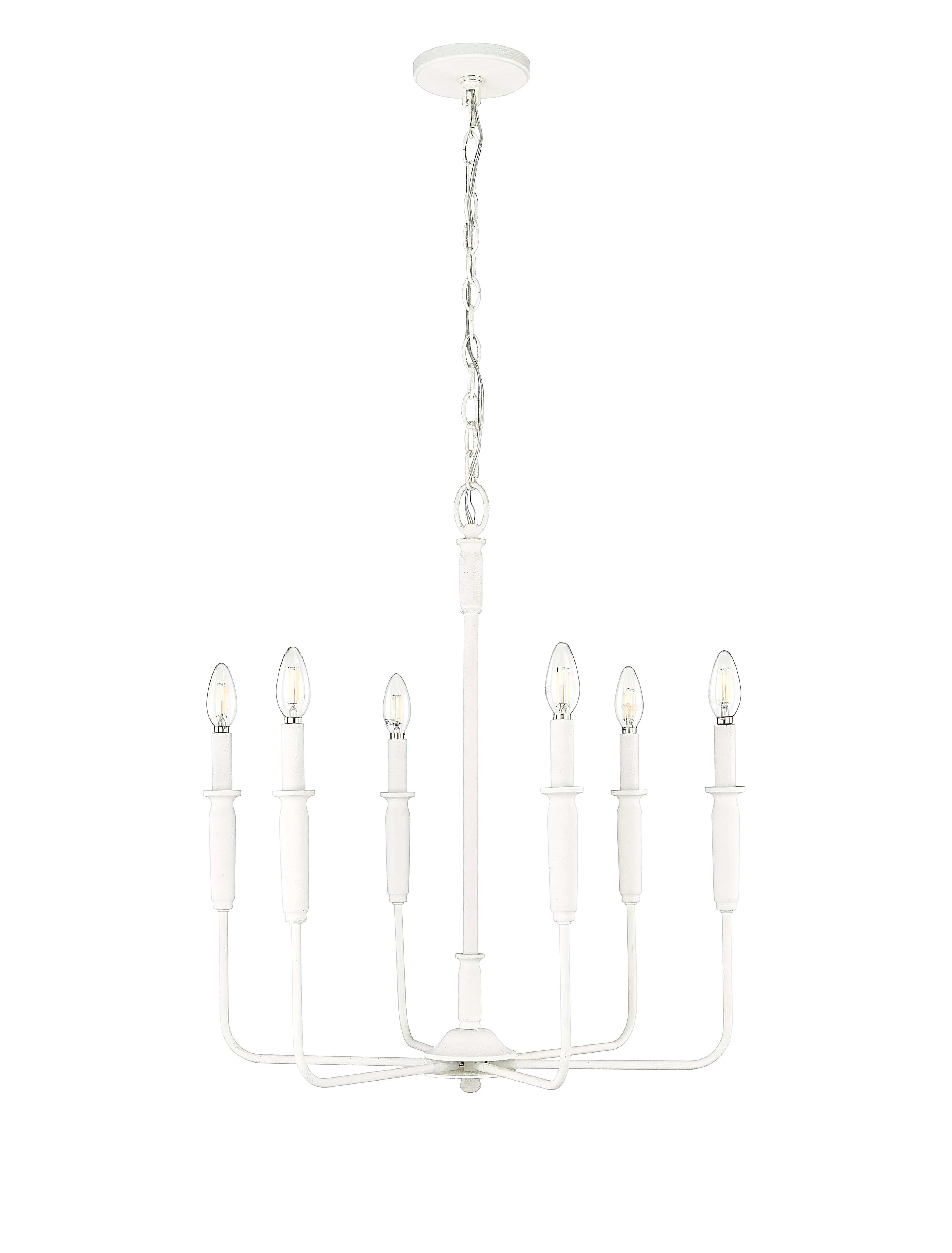 6 Lamps Savanne Chandelier - Textured White - 24.1in Diameter - E12 Candelabra Base