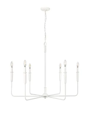 6 Lamps Savanne Chandelier - Textured White - 38in Diameter - E12 Candelabra Base