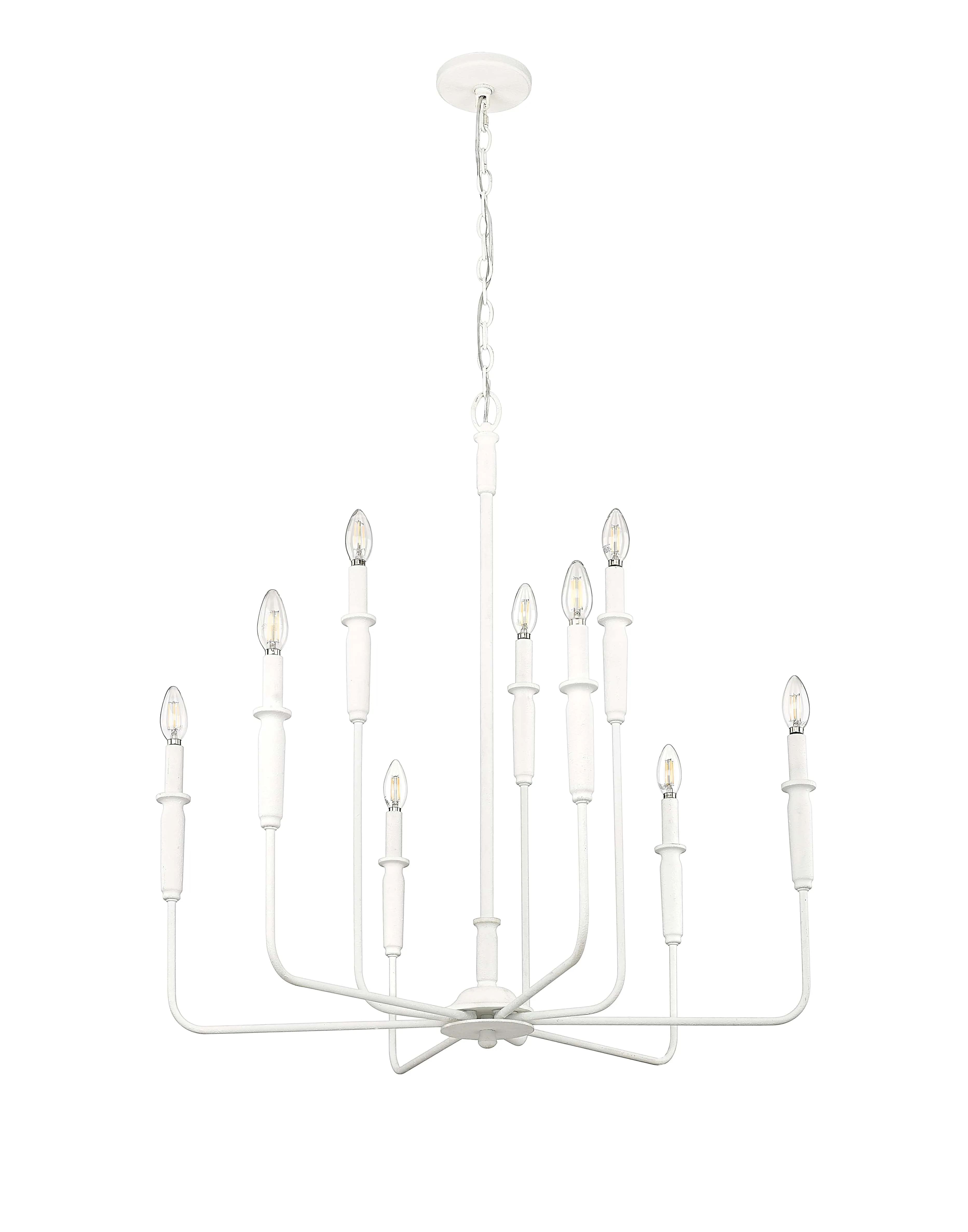 9 Lamps Savanne Chandelier - Textured White - 31.9in Diameter - E12 Candelabra Base
