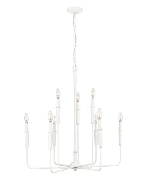 9 Lamps Savanne Chandelier - Textured White - 31.9in Diameter - E12 Candelabra Base