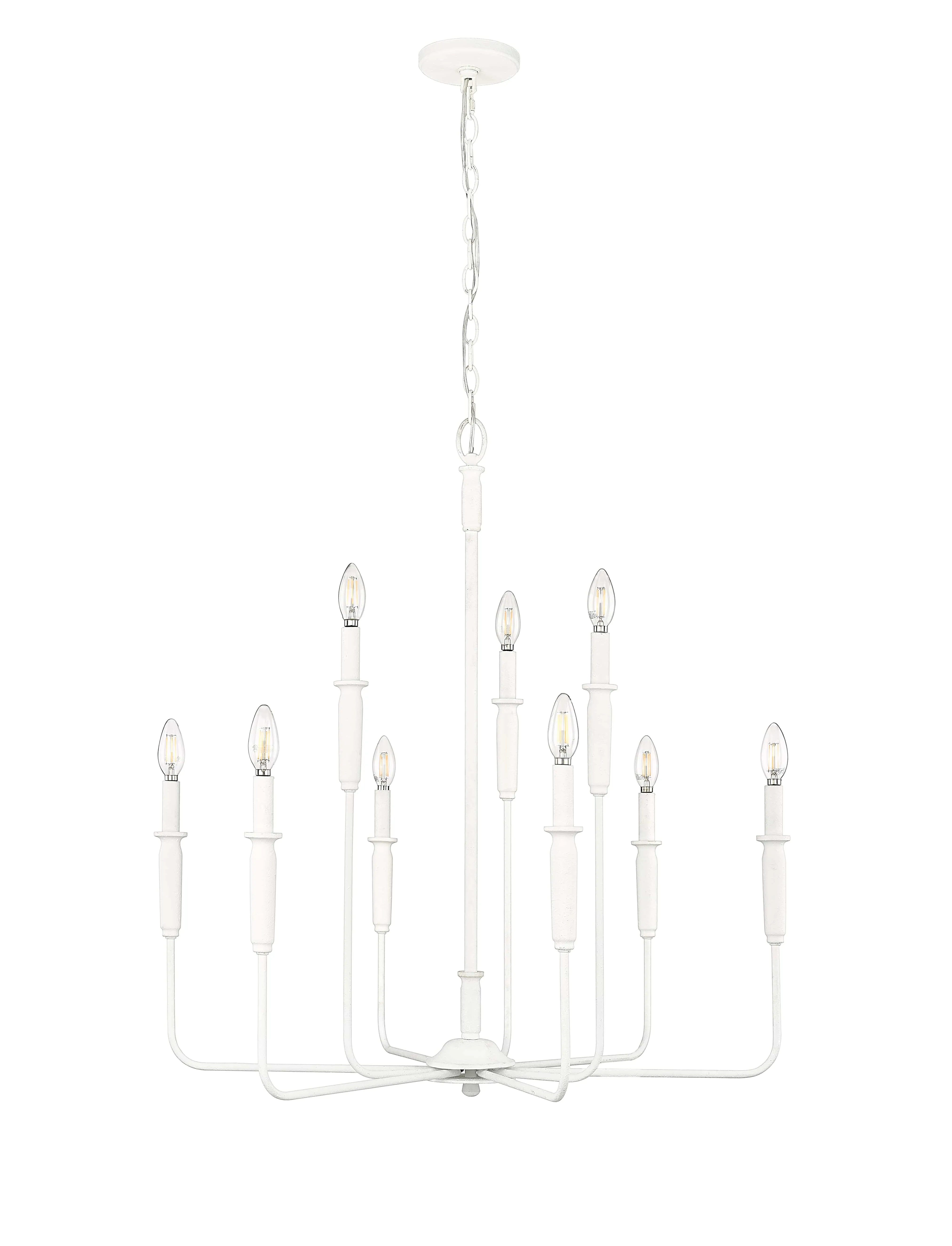 9 Lamps Savanne Chandelier - Textured White - 31.9in Diameter - E12 Candelabra Base