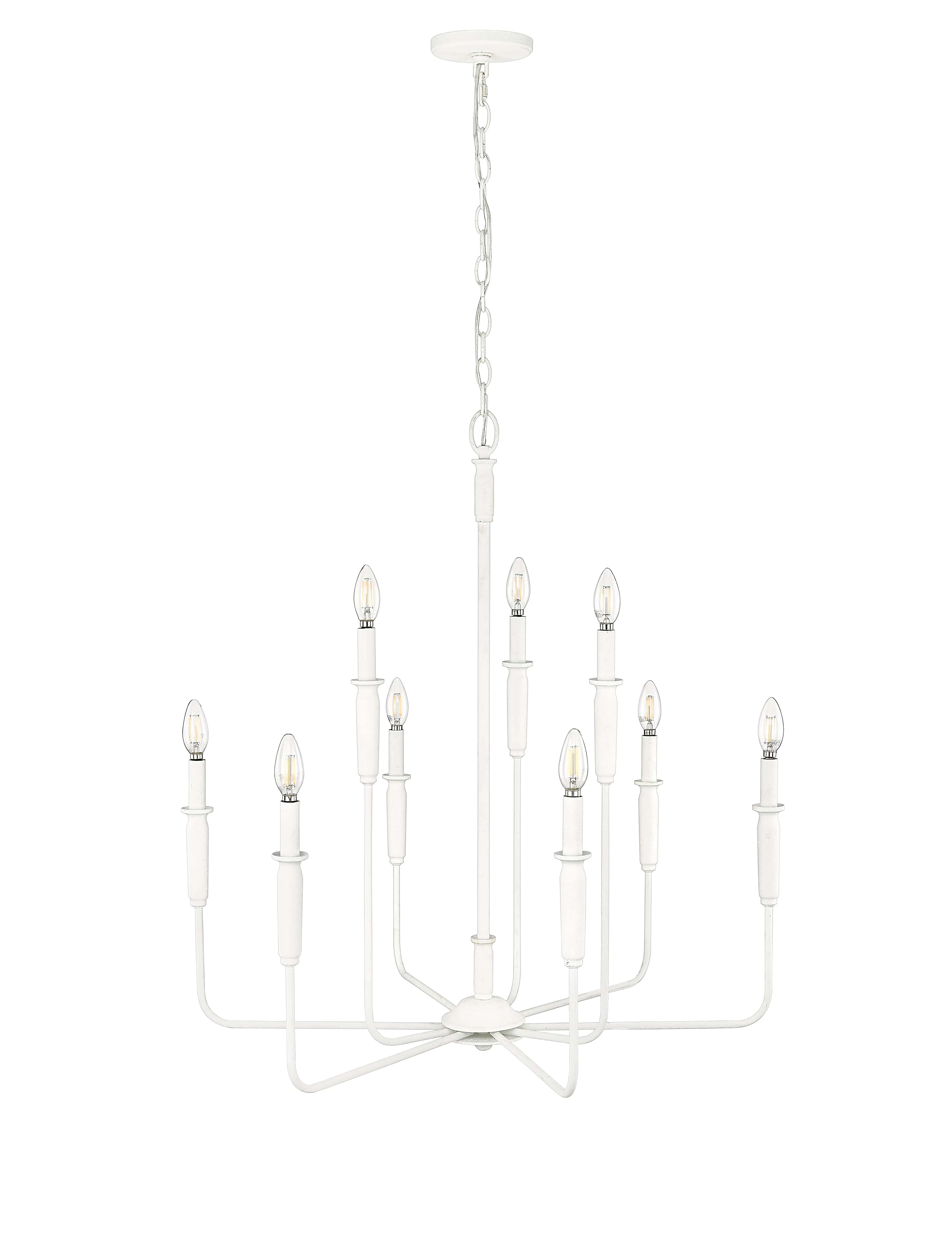 9 Lamps Savanne Chandelier - Textured White - 31.9in Diameter - E12 Candelabra Base