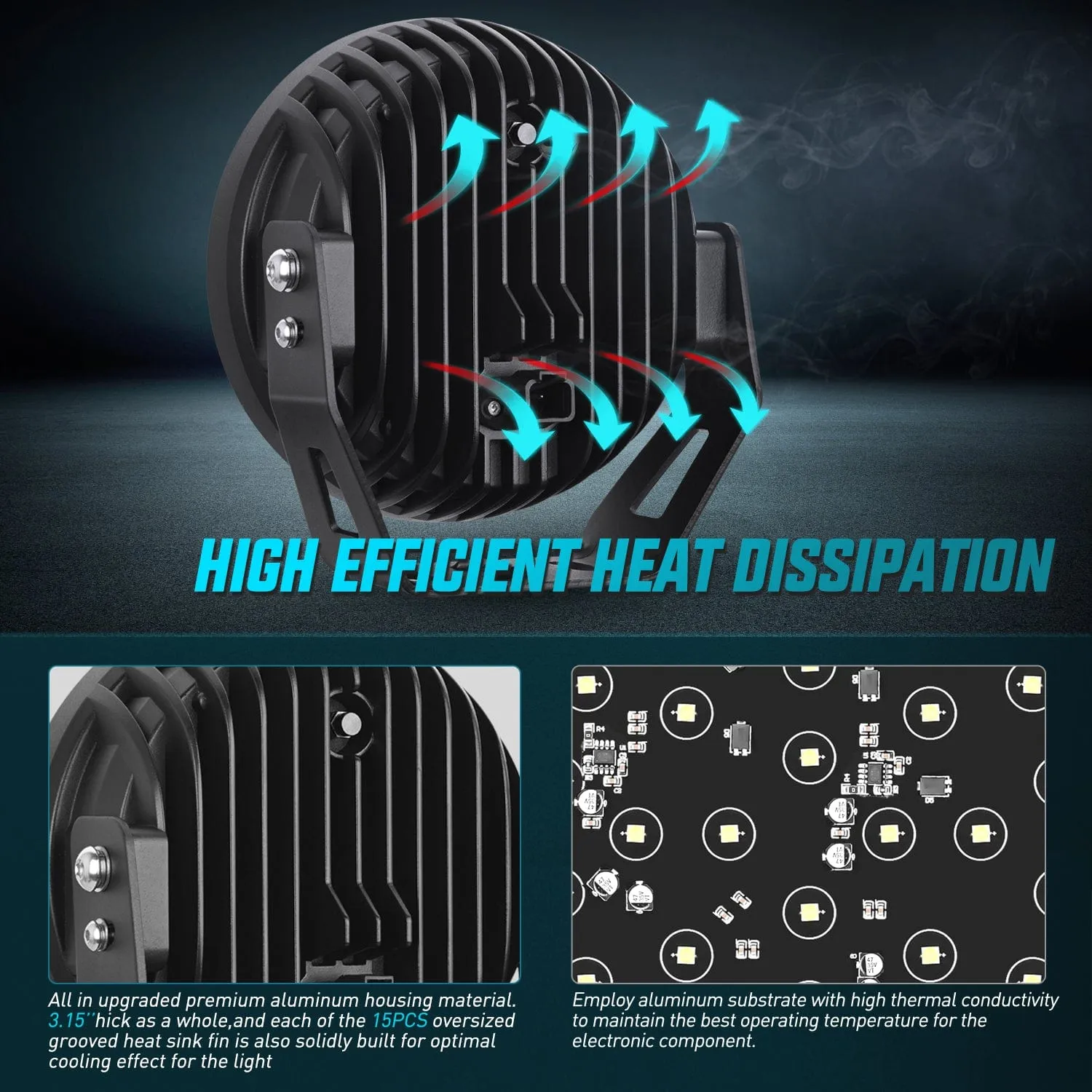9Inch 140W Round Offroad Light with Yellow Black Covers Hyper Spot Beam Work Light (Pair) | 12 AWG DT Connector Wiring Harness Kit