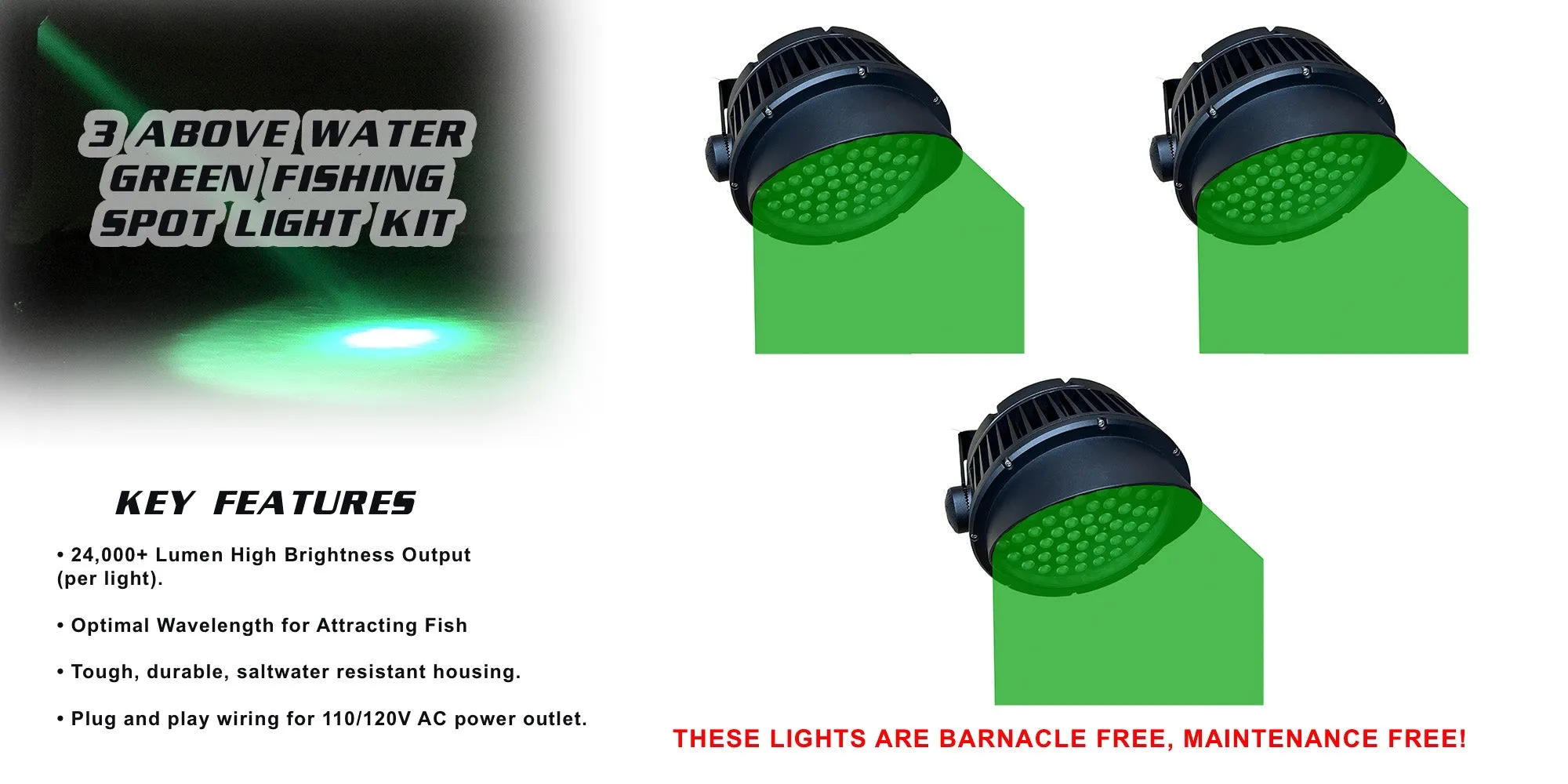 Above Water Green Fishing Spot Light Kit