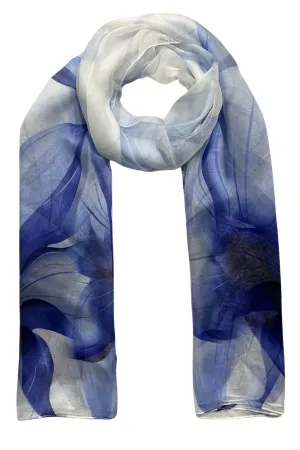 Aqua Anabel Printed Silk Chiffon Oblong Shawl 180x110