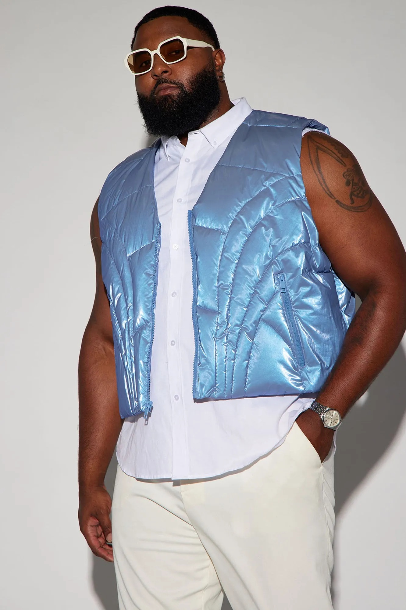 Avalon Cropped Tactical Padded Vest - Blue