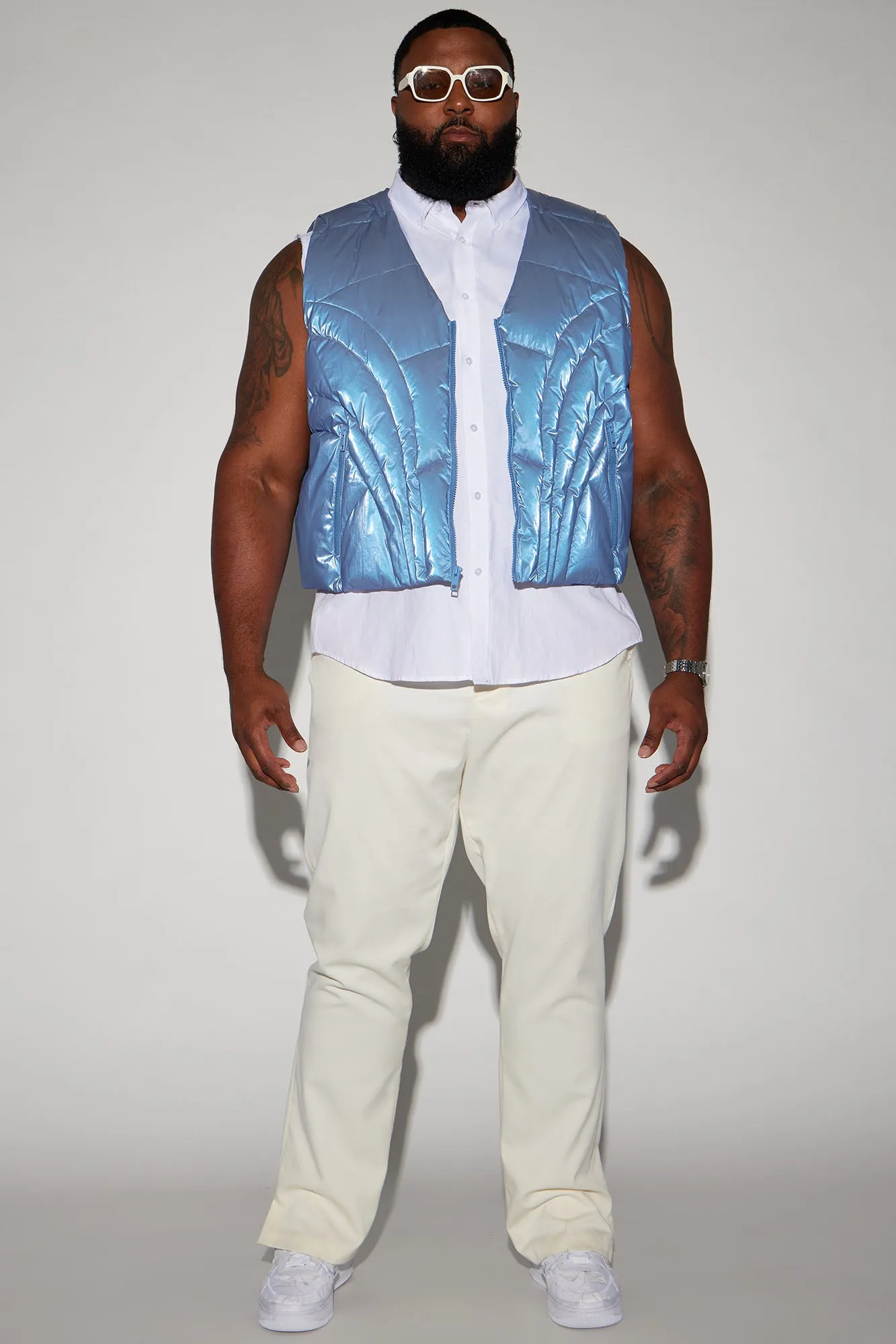 Avalon Cropped Tactical Padded Vest - Blue