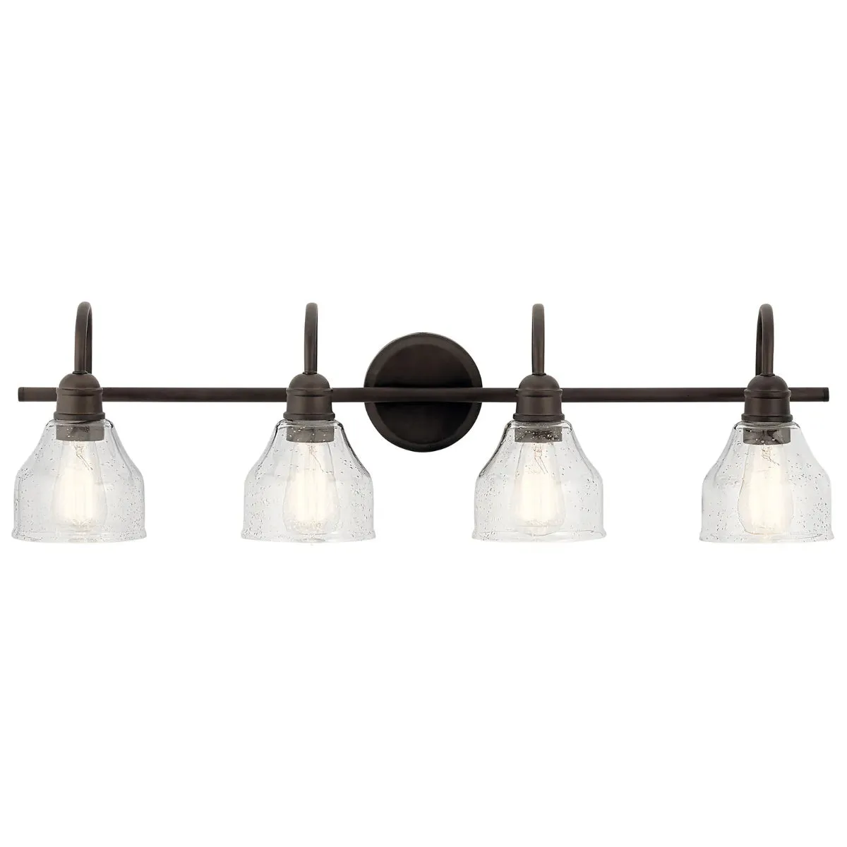 Avery 34 In 4-Lights Bathroom Vanity Light With Clear Fluted Glass, Bronze Finish