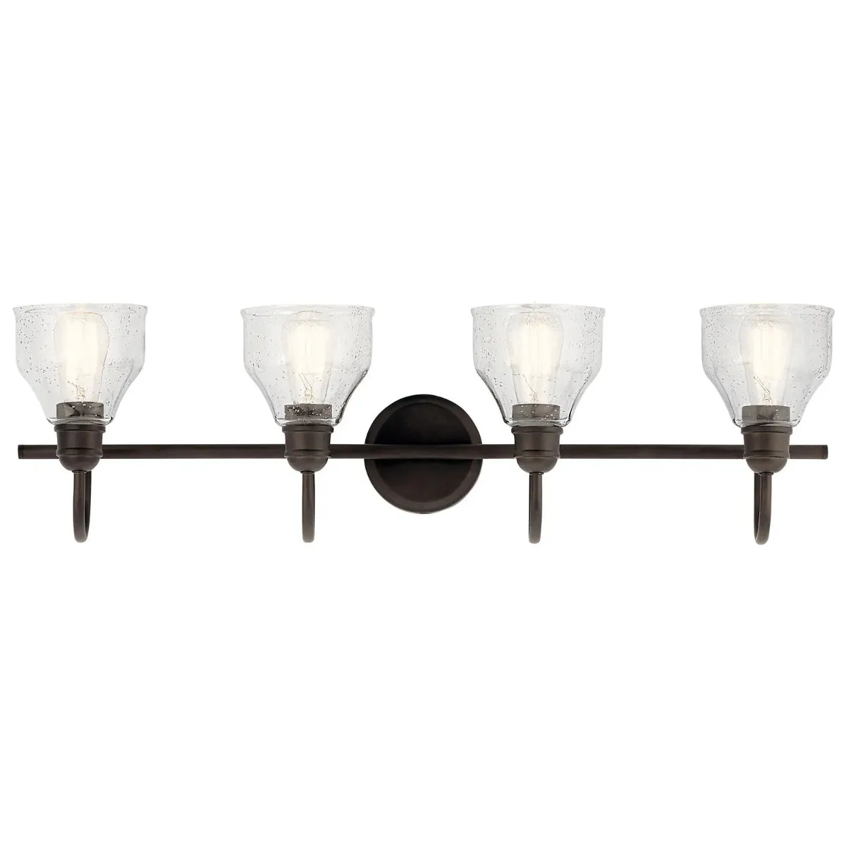 Avery 34 In 4-Lights Bathroom Vanity Light With Clear Fluted Glass, Bronze Finish