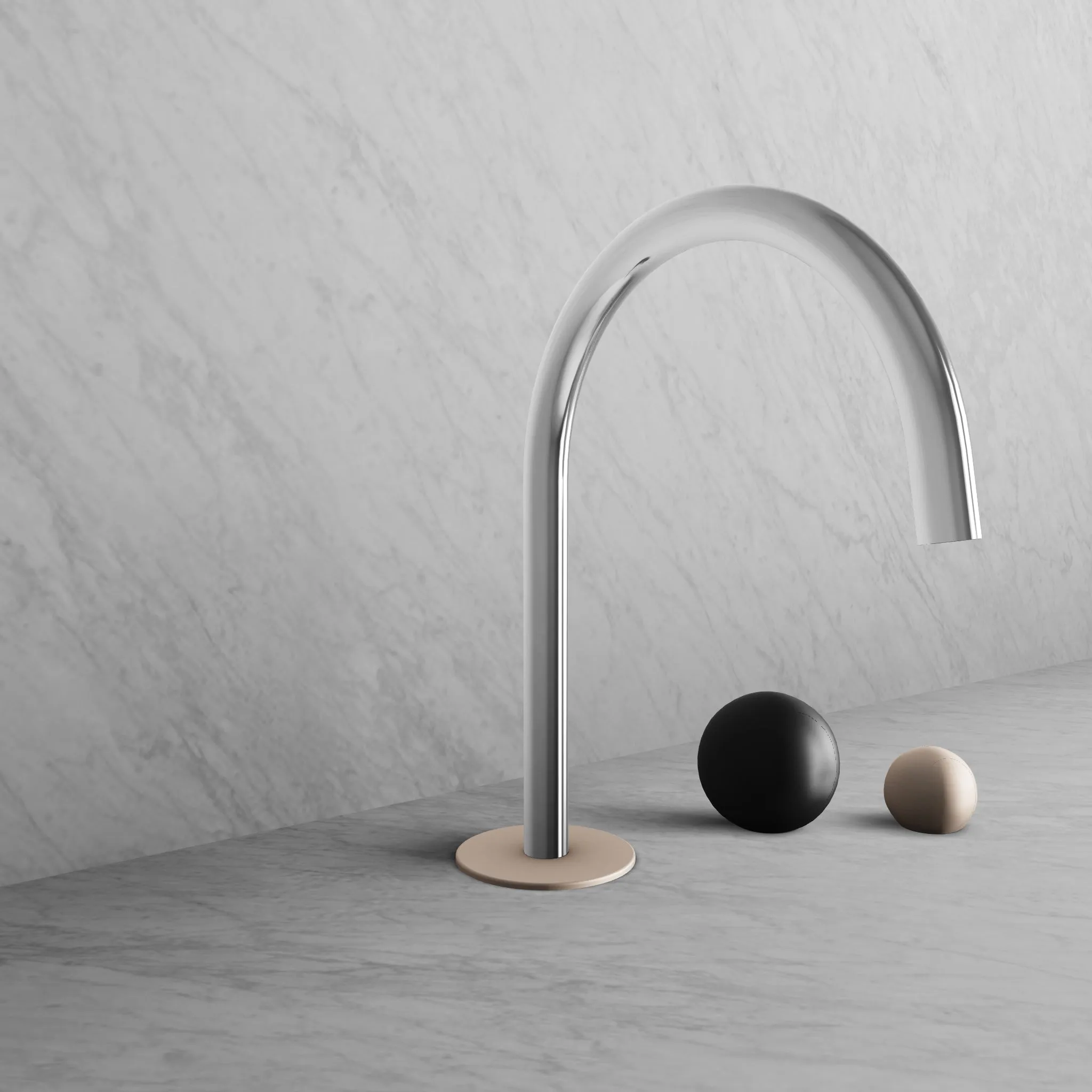 BARiL B35-8100-00L-CH-120 Wall-Mounted Lavatory Faucet Spout With Deck Mounted Handles
