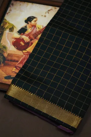 BLACK WITH  CHECKS MANGALGIRI SAREE