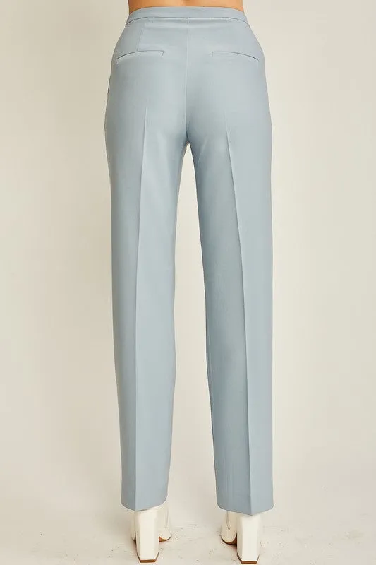 Blue Stone Woven Solid Formal Long Pants