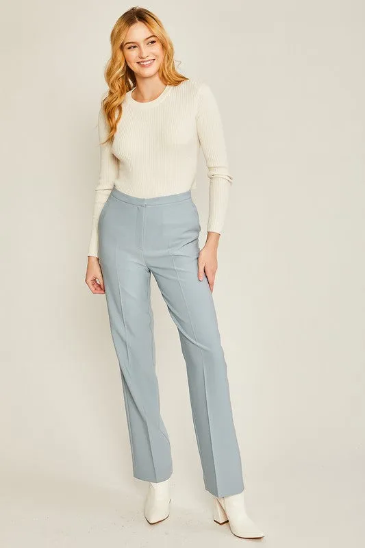Blue Stone Woven Solid Formal Long Pants