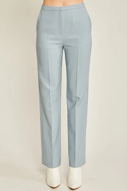 Blue Stone Woven Solid Formal Long Pants