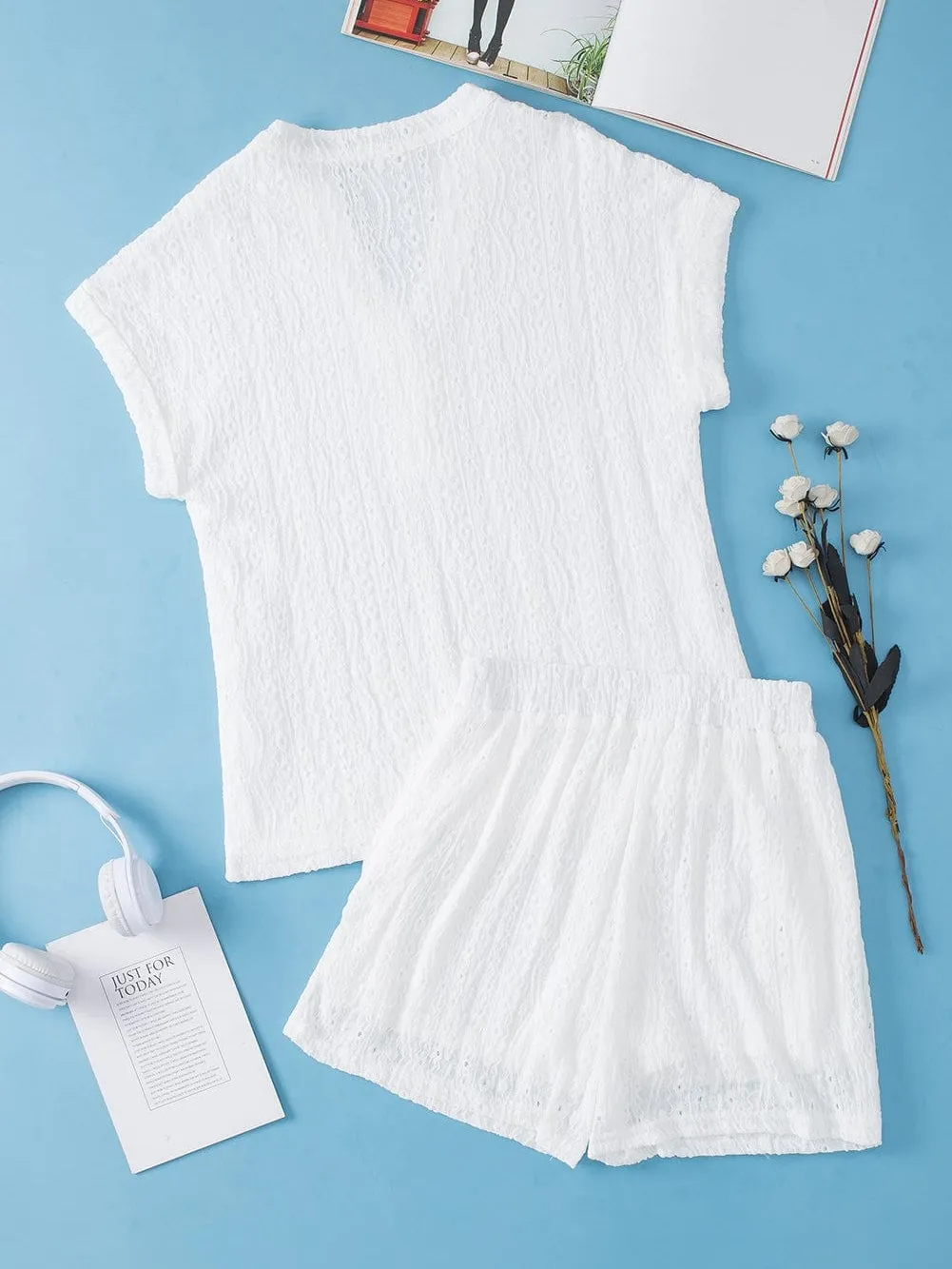 Bohemian Eyelet Shorts Set