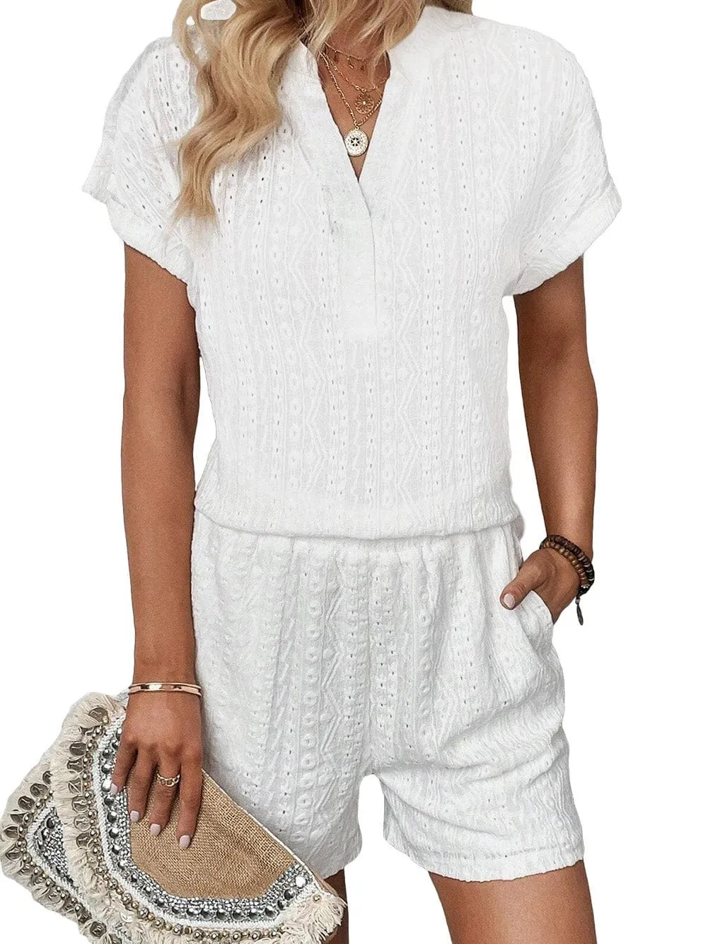 Bohemian Eyelet Shorts Set
