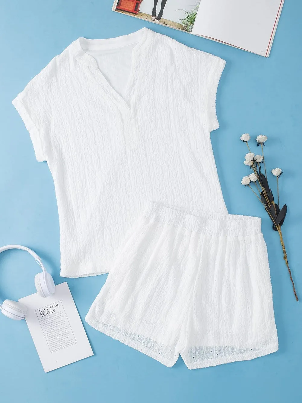 Bohemian Eyelet Shorts Set
