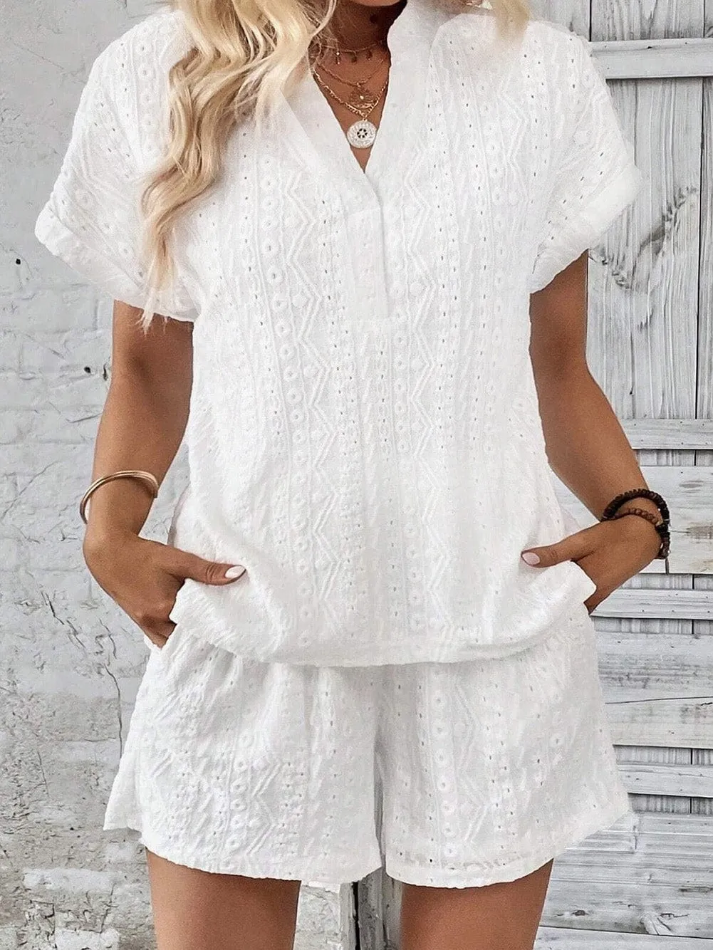 Bohemian Eyelet Shorts Set