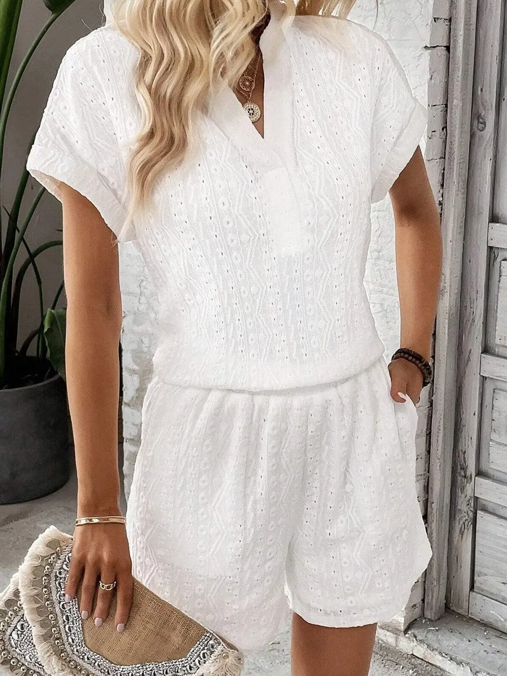 Bohemian Eyelet Shorts Set
