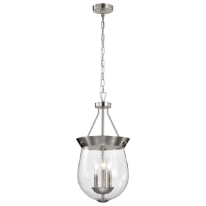 Boliver 12 in. 3 lights Pendant Light Brushed Nickel Finish