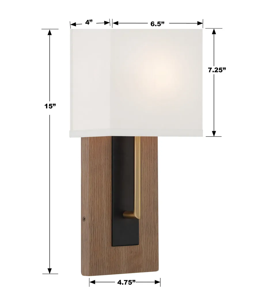 Brent 1 Light Matte Black   Vibrant Gold Sconce