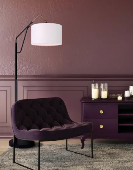 Canarm IFL1024A62BKG Winston Floor Lamp in Matte Black With Drum Shade