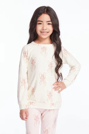 Chaser Allover Bows Girls Raglan Pullover