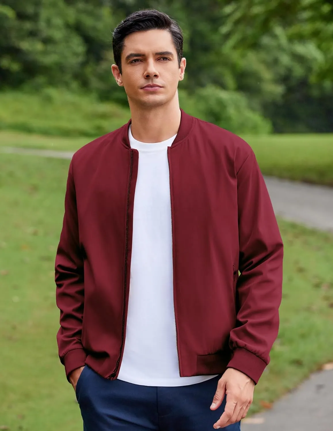 COOFANDY Men's Bomber Jacket Lightweight Casual Stylish Light Flight Jacket Windbreaker Varsity Jackets