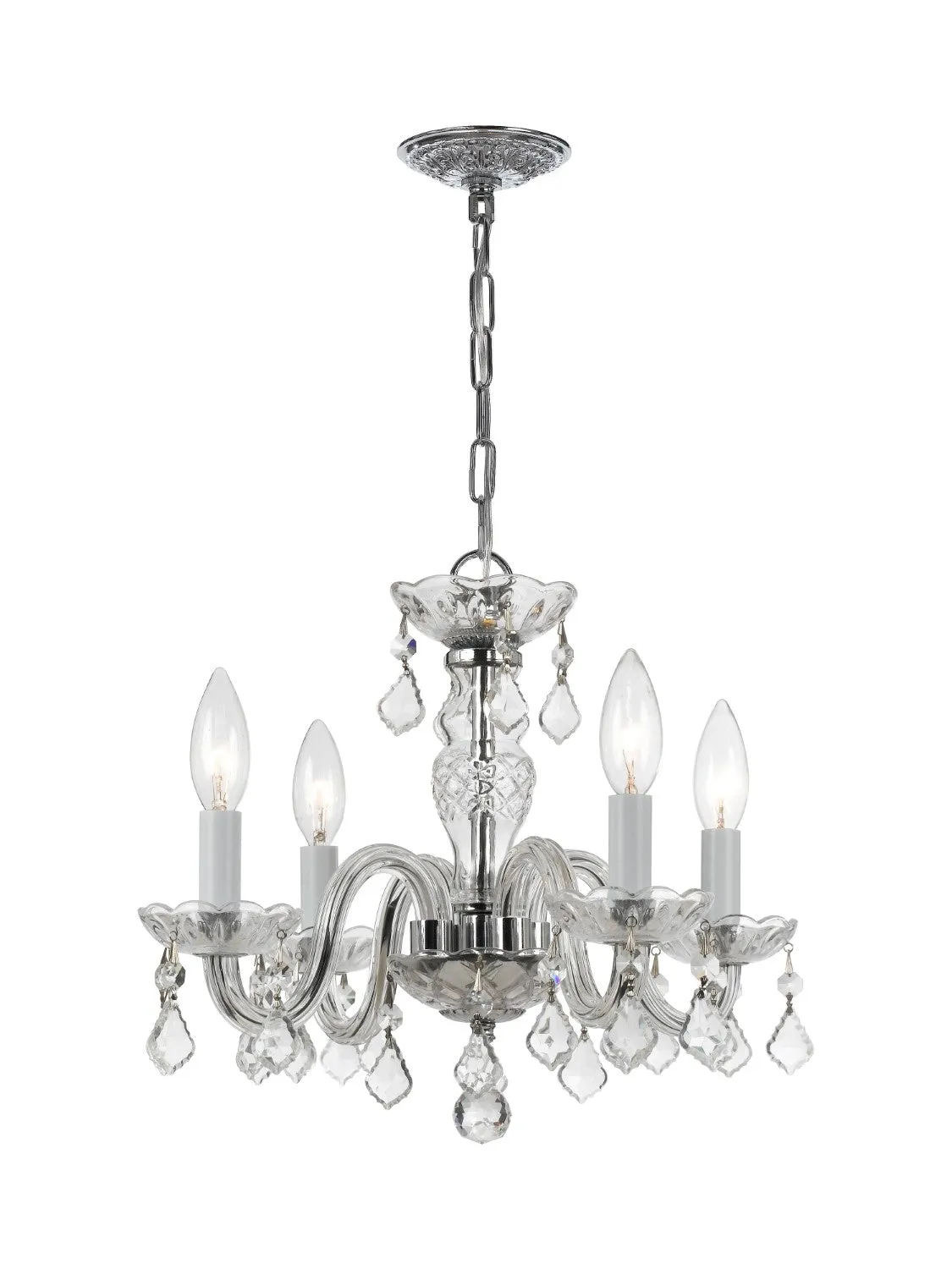 Crystorama 1064-CL-MWP Traditional Crystal 4 Light Hand Cut Crystal Mini Chandelier