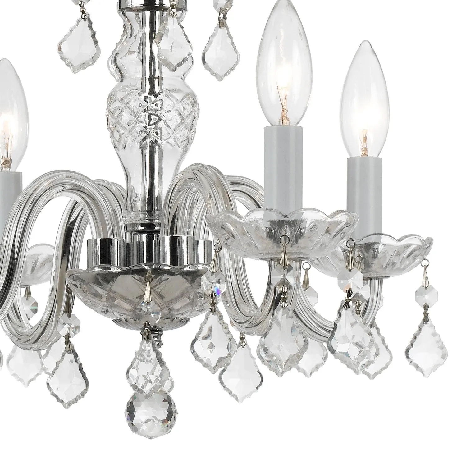 Crystorama 1064-CL-MWP Traditional Crystal 4 Light Hand Cut Crystal Mini Chandelier