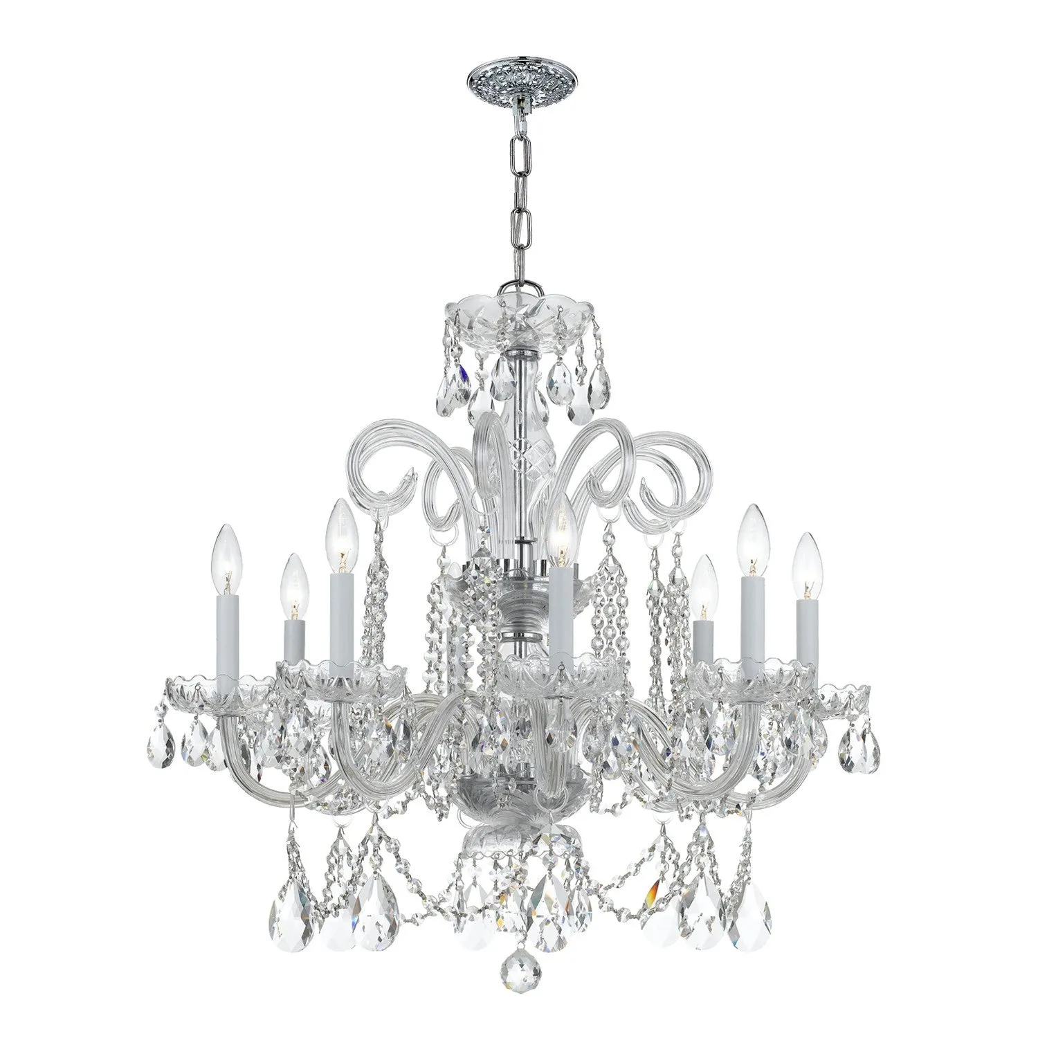 Crystorama 5008-CL-S Traditional Crystal 8 Light Swarovski Strass Crystal Chandelier