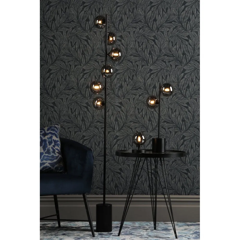 Dar SPI4222-01 Spiral 2 Light Table Lamp Matt Black Smoked Glass