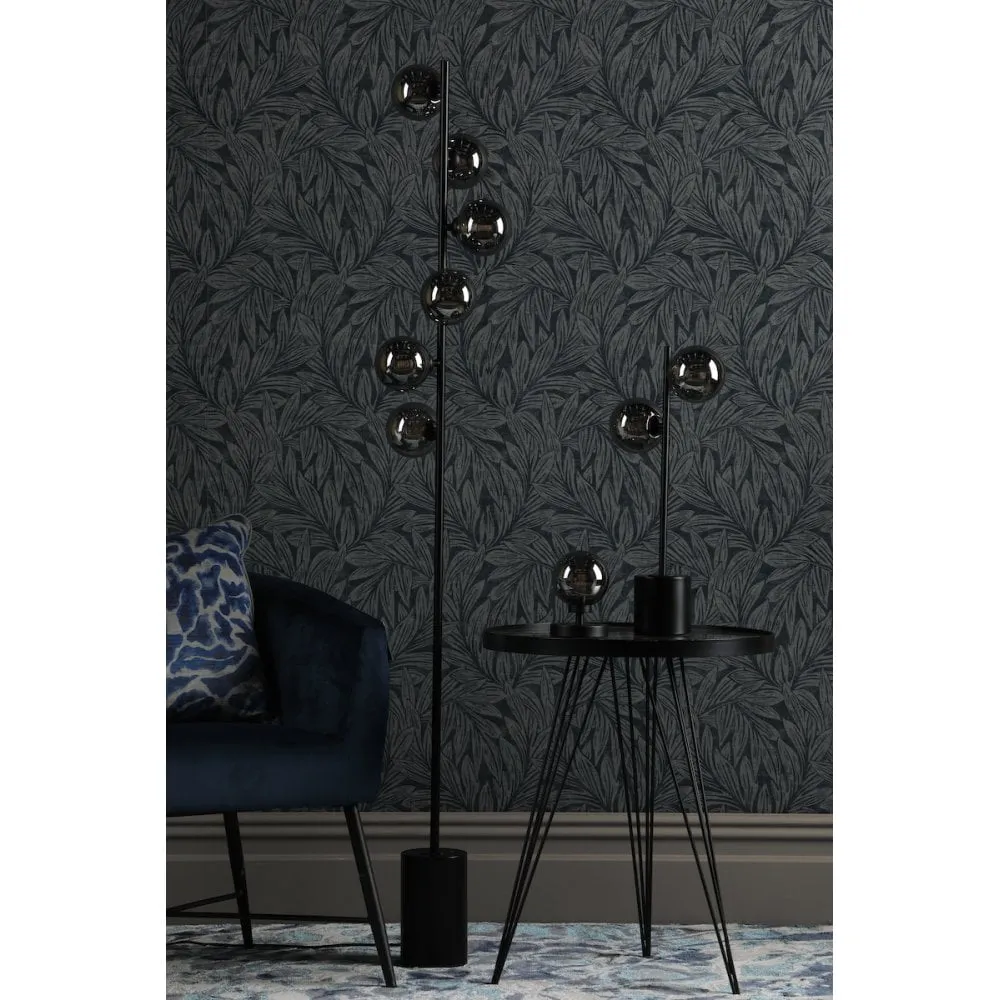 Dar SPI4222-01 Spiral 2 Light Table Lamp Matt Black Smoked Glass
