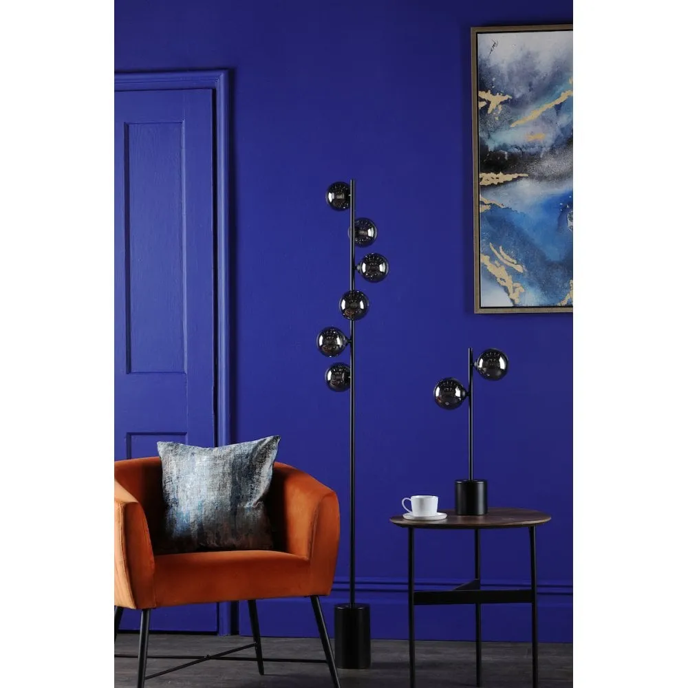 Dar SPI4222-01 Spiral 2 Light Table Lamp Matt Black Smoked Glass
