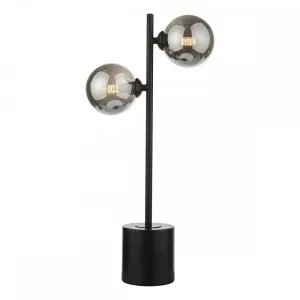 Dar SPI4222-01 Spiral 2 Light Table Lamp Matt Black Smoked Glass