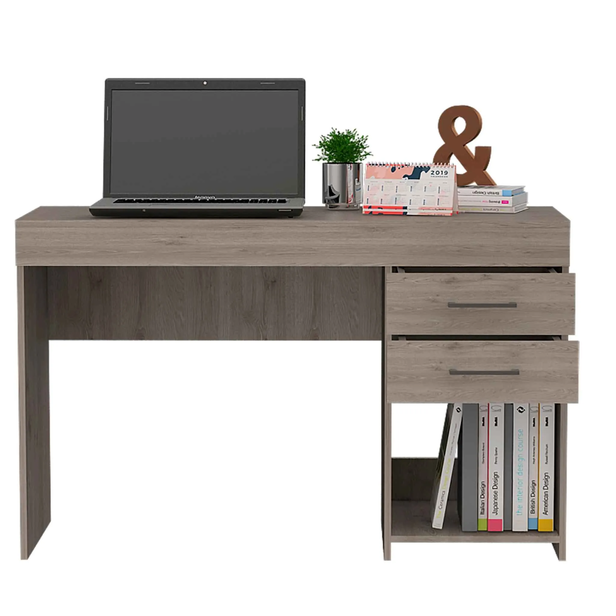 Deon Light Gray Two Drawer Computer Desk By Homeroots